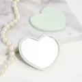 Heart-shaped portable makeup mirror in mint green with marble and pearl background - 6.2*5.2 Single-Sided Heart Mirror / Light Green