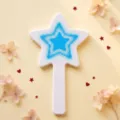 Compact handheld star-shaped makeup mirror with creative blue dot star graphic print - Small Star Mirror / Blue Mist Star