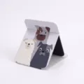 Foldable PU leather makeup mirror and phone stand with cute cartoon dog illustration - 15.5*20cm / Three Puppies