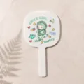 Handheld makeup mirror with cute Space Girl astronaut cartoon print in white variant - Astronaut Girl