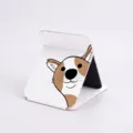 Cute cartoon dog pattern folding makeup mirror with PU leather cover and phone stand function - 15.5*20cm / Peeking Corgi