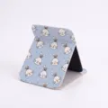 Foldable makeup mirror with cute cartoon rabbit pattern in blue PU leather cover - 15.5*20cm / Light Blue Bunny