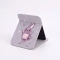 Compact foldable makeup mirror with cute cartoon rabbit PU leather cover grey variant - 15.5*20cm / Starry Grey Rabbit
