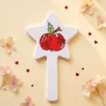 White star-shaped handheld makeup mirror with a cute red apple illustration design - Sweet Apple Star