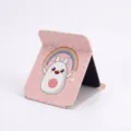 Mignon miroir de maquillage pliable en cuir PU lapin rose et support de téléphone - 15.5*20cm / Lapin Arc-en-ciel