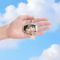 Cute portable makeup mirror keychain with starfish charm and personalized portrait design - 4.1*5.4cm Keychain Mirror / Green