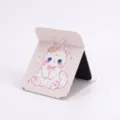 Miroir de maquillage pliable lapin mignon avec couverture en cuir PU et support. - 15.5*20cm / Petit Lapin Rose Fleuri