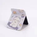 Miroir de maquillage pliable avec ours mignon et étoiles sur cuir PU lavande - 15.5*20cm / Ours au Thé Douce
