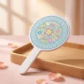 Elegant handheld makeup mirror with intricate Chinese floral patterns and a white handle - Green Stream Flower Pattern
