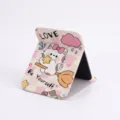 Miroir de maquillage pliable rose à carreaux avec chat mignon et support pour téléphone - 15.5*20cm / Chat de Lait Magique