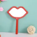 Portable red lip-shaped hand mirror for makeup application and daily beauty grooming - 12*16cm Lip Mirror / Solid Red (No Pattern)