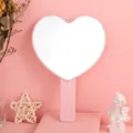 Cute pink heart-shaped handheld makeup mirror with ergonomic portable handle design - 13cm*18cm / Pink