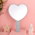 Portable grey heart-shaped handheld makeup mirror for girls, cute aesthetic design - 13cm*18cm / Light Blue