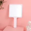 Portable pink square handheld vanity mirror for DIY cream glue crafts and daily makeup - 7.5cm*13.5cm / White