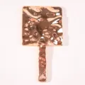 Rose gold electroplated handheld makeup mirror with a unique water ripple design texture - 10x19cm / Rose Gold Plated