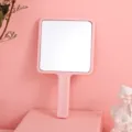 Aesthetic portable pink square handheld mirror perfect for makeup and DIY cream glue crafts. - 7.5cm*13.5cm / Pink