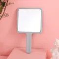 Portable square handheld makeup mirror with gray plastic frame for daily vanity use - 7.5cm*13.5cm / Light Blue