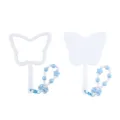 Cute butterfly-shaped handheld makeup mirror featuring a blue beaded charm pendant - Blue Pendant / 14x20cm / White