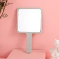 Elegant minimalist square handheld mirror with grey plastic frame on soft pink background - 7.5cm*13.5cm / Light Green