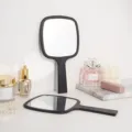 Sleek black portable handheld makeup mirror for professional salon and home vanity use - Large Spatula Mirror (13x23cm) / Black
