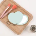 Mint green heart-shaped rotating double-sided portable makeup mirror with chain - 8*9 Rotating Heart Mirror / Green