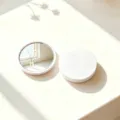 Portable round makeup mirror with a minimalist white folding cover - 7x7 / White