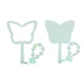 Mint green butterfly-shaped handheld makeup mirror with a decorative beaded charm pendant - Green Chain / 14x20cm / Green