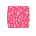 Petit miroir de maquillage rose pliable avec un motif élégant de feuilles blanches - 6.7*6.7cm / Rose rouge