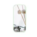 Portable rectangular makeup mirror with a light green plastic frame for daily touch-ups - 13x6cm / Light Green