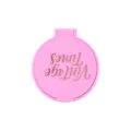 Portable pink folding compact mirror with Vintage Times lettering on dopamine style case - Folding Mirror / 7.0x6.5 size / Pink