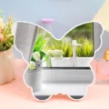 Elegant butterfly shaped desktop makeup mirror with white plastic frame for vanity - 22.2cm*19.5cm / White