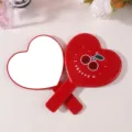 Specchio a mano carino a forma di cuore rosso con stampa di ciliegie portatile - Ciliegia rossa / 13x18.5CM