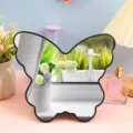 Aesthetic butterfly shaped desktop makeup mirror with black frame in a pastel vanity setup - 22.2cm*19.5cm / Black