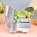 Butterfly shaped desktop makeup mirror in cute pink finish for vanity desk - 22.2cm*19.5cm / Pink