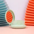 Mint green portable folding hairbrush with integrated vanity mirror and massage cushion - 7*7.5cm / Light Green