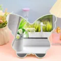 Charming butterfly-shaped desktop makeup mirror with mint green frame on pink table - 22.2cm*19.5cm / Light Green