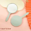 Mint green round handheld makeup mirror, portable cosmetic mirror, 7.5cm x 13.5cm size - 5.5x10cm / Light Green