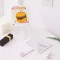 Cute white handheld plastic makeup mirror with burger illustration for student daily use - 9*16cm / Hamburger