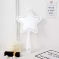 White star-shaped handheld makeup mirror with handle and hanging hole - 14.5*24.5cm Star Handheld Mirror / White
