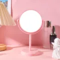 Elegant pink rotatable desktop makeup mirror for vanity table and dressing room decor - Round Double Sided Mirror - Medium / Pink One Side Magnification