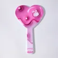 Cute pink heart-shaped handheld mirror featuring a 3D cartoon rabbit and star design - Rabbit & Star / 10.5*18cm