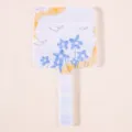 Portable square handheld makeup mirror featuring a blue floral oil painting pattern - 10*19CM / Ocean Sky