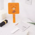 Cute cartoon bear orange and white portable handheld square cosmetic makeup mirror - 9*16cm / Bread Bear