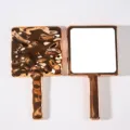 Professional rose gold electroplated square handheld makeup mirror with ripple texture back - 9*16cm / Rose Gold