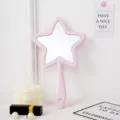 Aesthetic pink star-shaped handheld makeup mirror with a portable plastic handle - 14.5*24.5cm Star Handheld Mirror / Pink