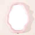 Modern pink irregular cloud-shaped desktop vanity mirror with a glossy electroplated finish - 20.5*27CM / Pink