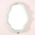 Irregular wavy cloud-shaped makeup mirror in mint green glossy finish for desktop vanity - 20.5*27CM / Green