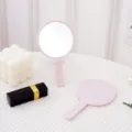 Portable handheld round makeup mirror in soft pink color for vanity and daily travel use - 7.5*13cm Round Mirror / Pink