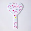 Portable heart-shaped hand mirror featuring cute rainbow and smiling cloud patterns - Heart Cloud / 10.5*18cm