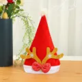 Red Christmas hat with gold reindeer antlers and polka dot bow for party decoration - Gold Antlers (Child)